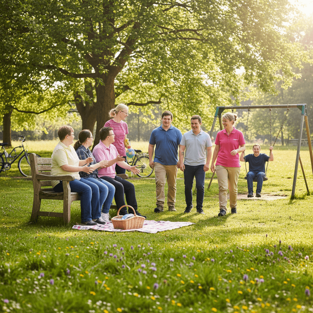A group enjoying a community picnic in a sunny park